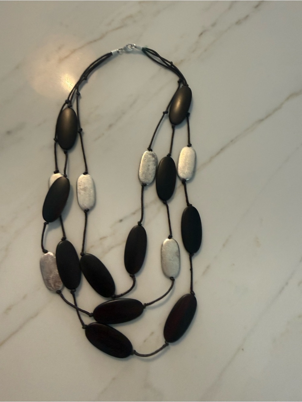 Multi-Strand Black and Silver Women's Bead Necklace